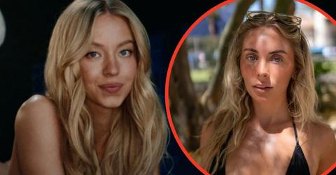 Split photo of Sydney Sweeney and Bonnie Blue