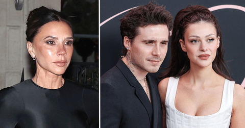 Split photo of Victoria Beckham, Brooklyn Beckham and Nicola Peltz