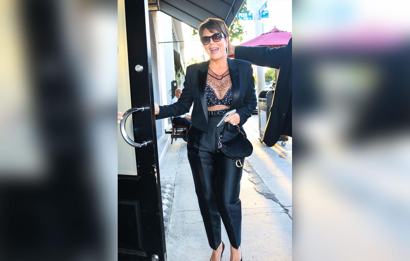 Kris Jenner Shows Cleavage In Sheer Black Outfit At Craig's