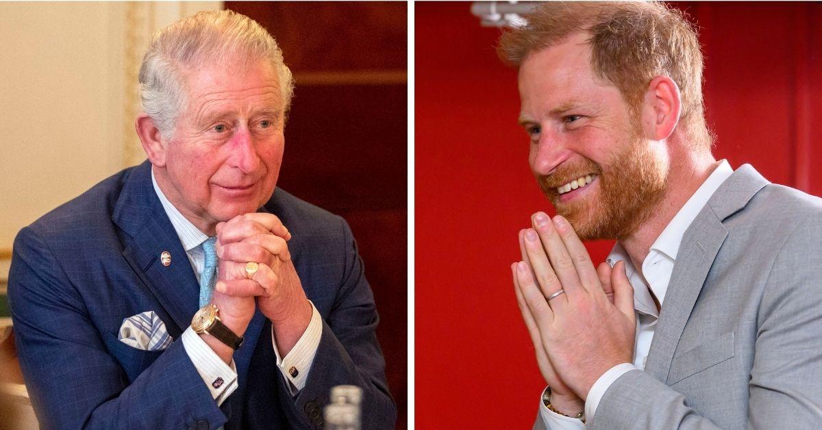 Split photos of King Charles and Prince Harry
