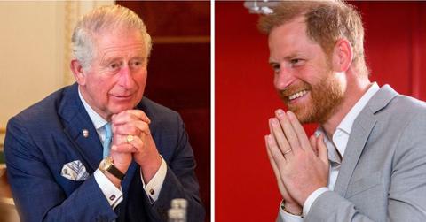 Split photos of King Charles and Prince Harry