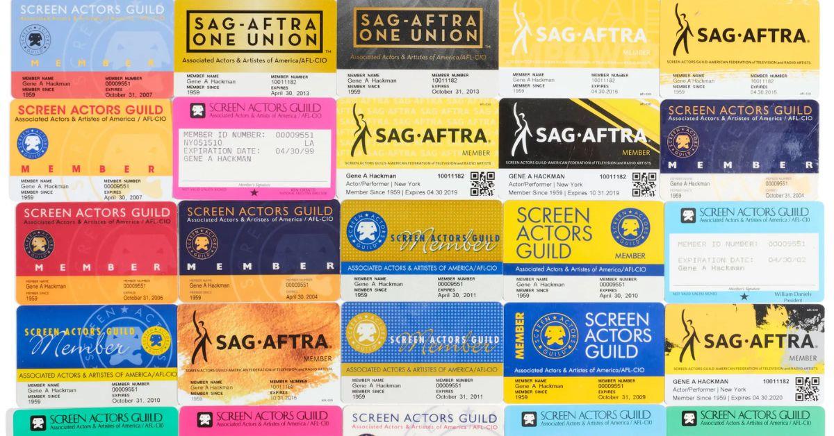 A colorful collection of Hackman's Screen Actor's Guild membership cards.