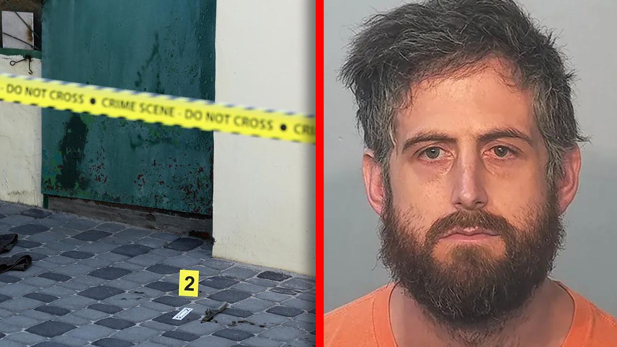 Photo of crime scene, Mugshot of Christopher Peden