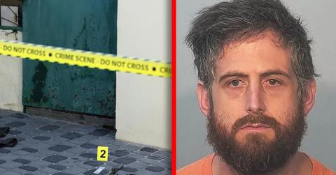 Photo of crime scene, Mugshot of Christopher Peden