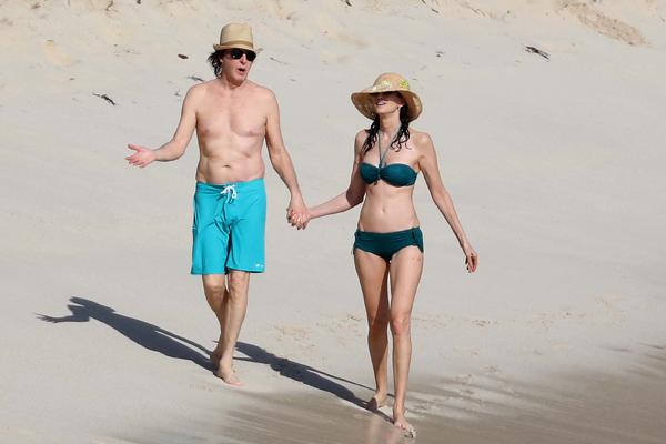 Shirtless Paul McCartney Wife Nancy Shevell Bikini Beach