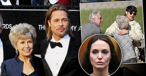 Inset Angelina Jolie, Brad Pitt, Brad Pitt Hugging his mother And Father