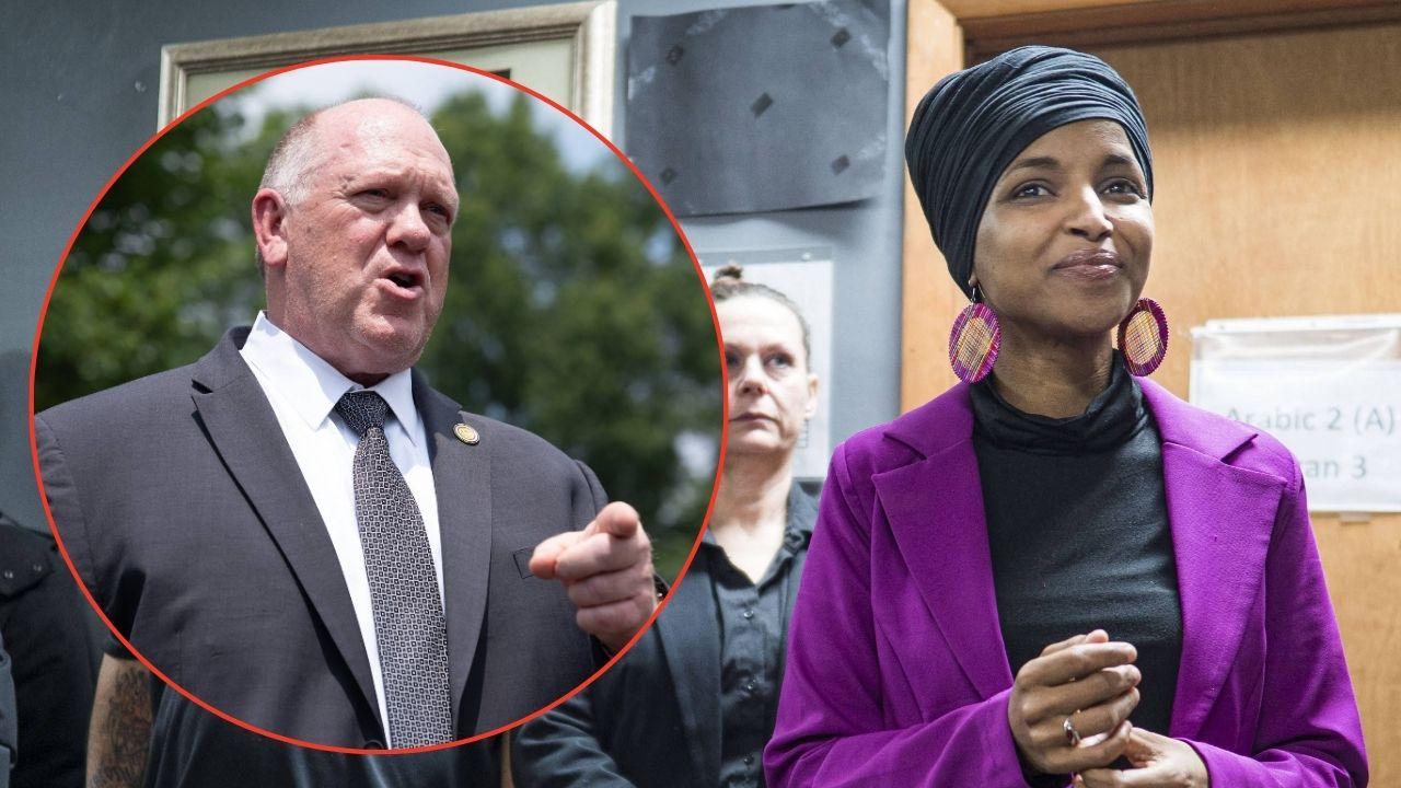 Split image of Tom Homan and Ilhan Omar