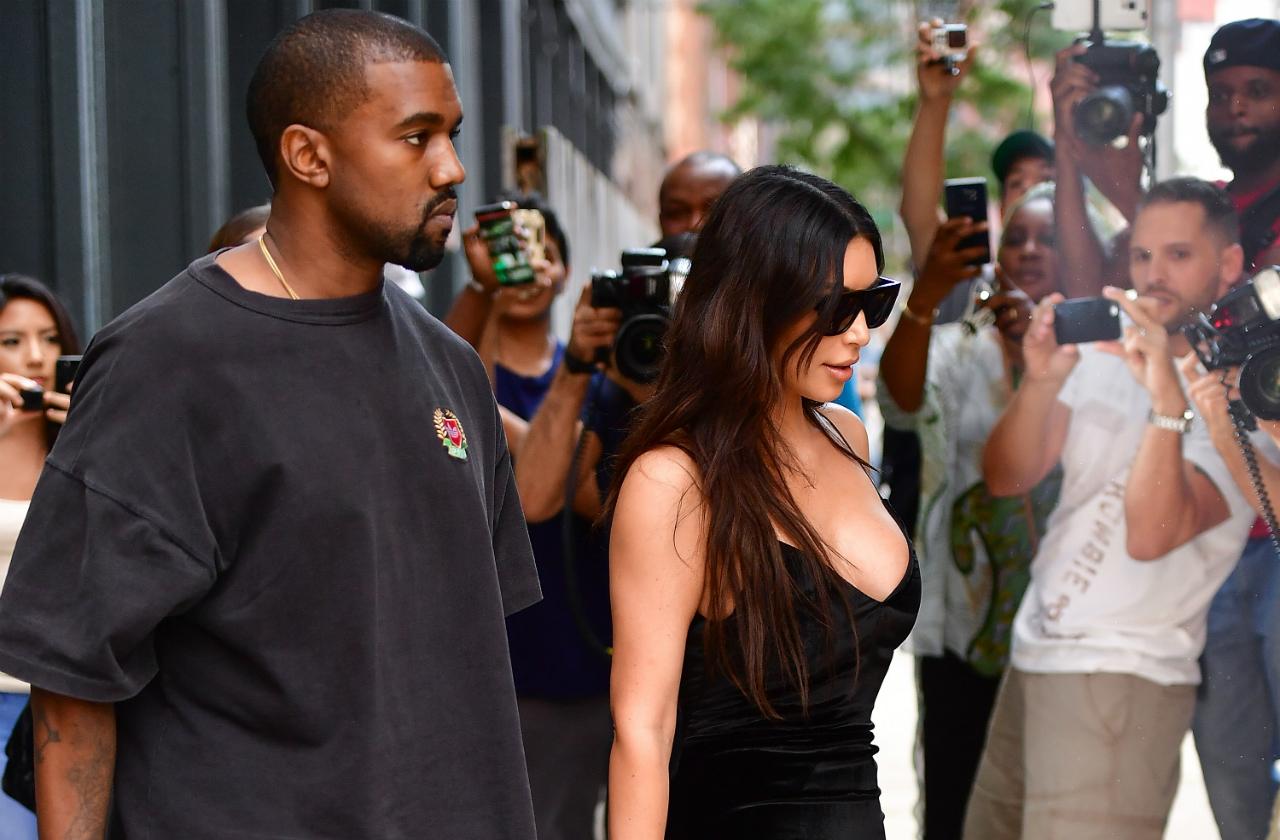 //GettyImages  kim and kanye walking down the street