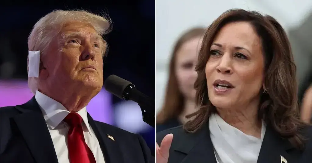 Composite photo of Donald Trump and Kamala Harris