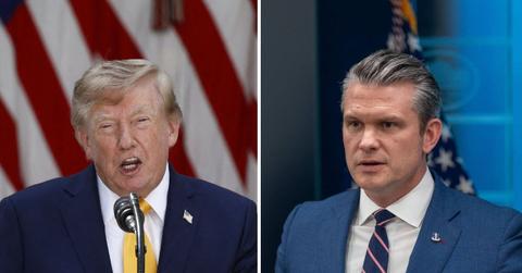 Split image of Donald Trump and Pete Hegseth