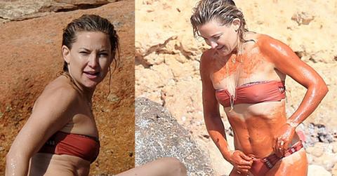 //kate hudson rubs clay on bikini body pp