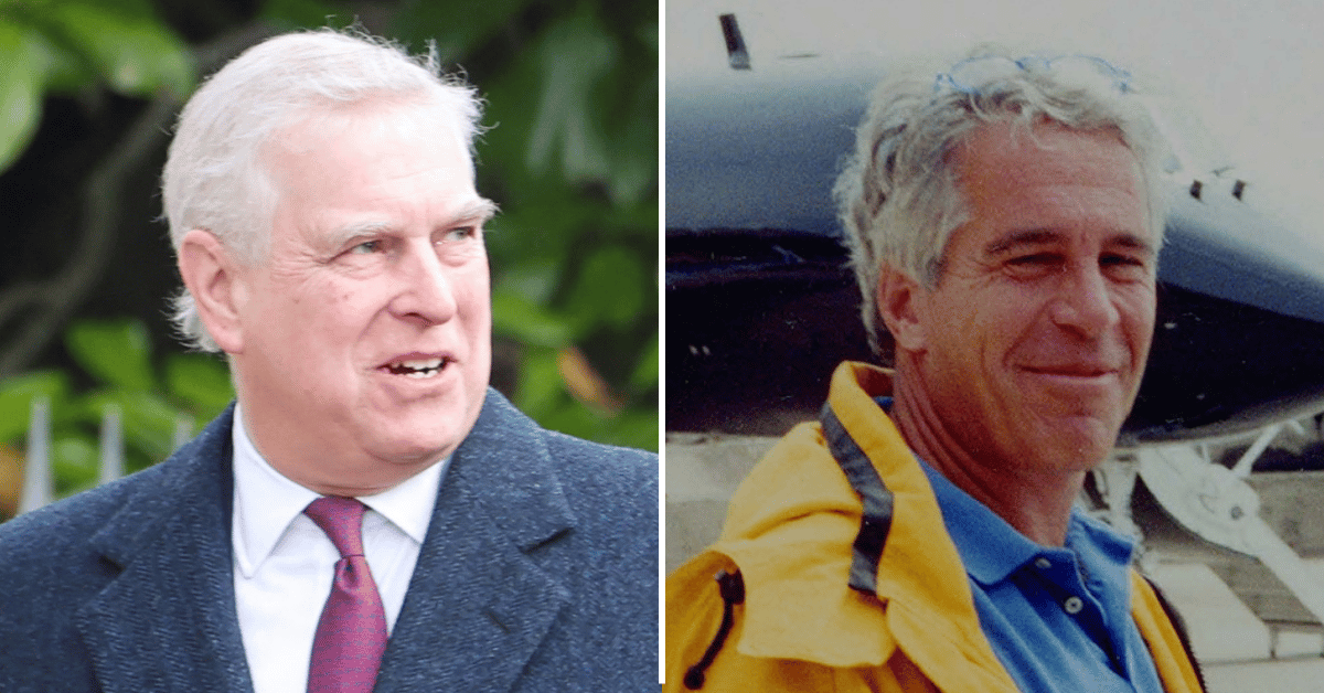 Split photo of Andrew Mountbatten Windsor, Jeffrey Epstein