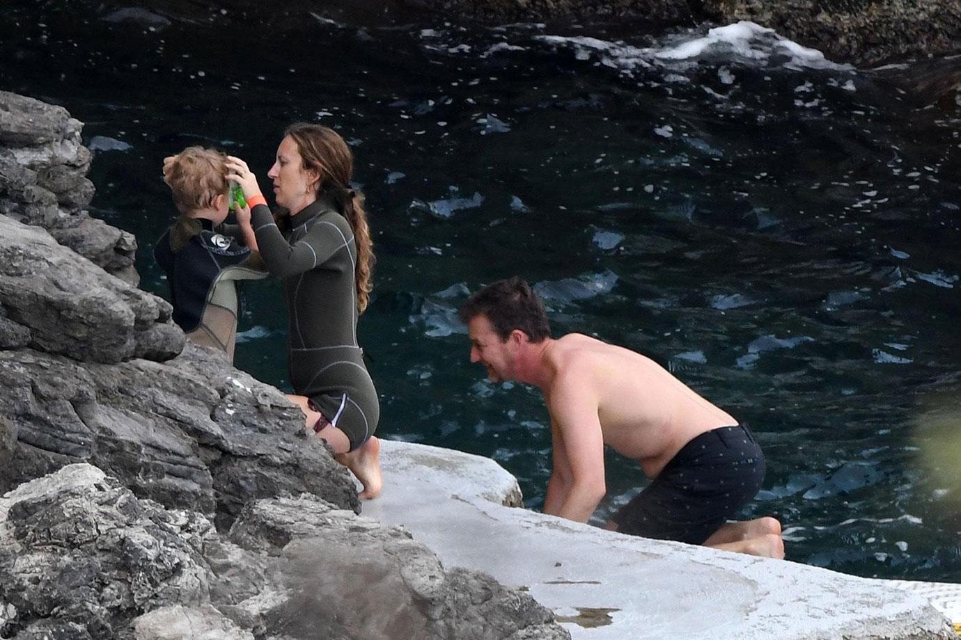 Edward Norton Shirtless Paddleboard Family Pics