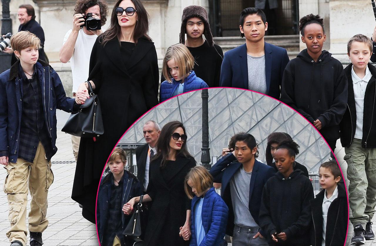 //Angelina Jolie kids Paris vacation pp