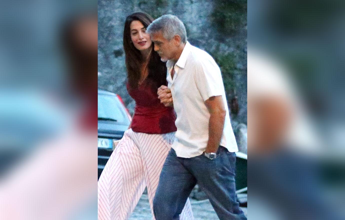 //Amal clooney red top date george