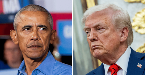 Split photo of Barack Obama, Donald Trump