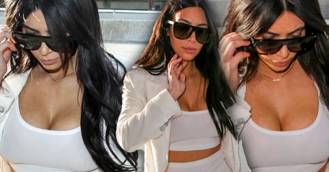 Braless Kim Kardashian Nip Slip