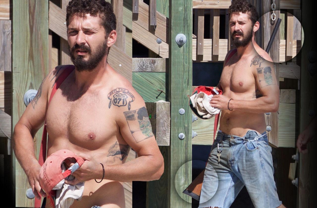 //Shia labeouf shirtless beach shotgun