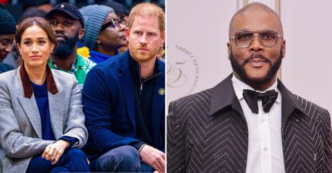 Split photo of Meghan Markle and Prince Harry, Tyler Perry