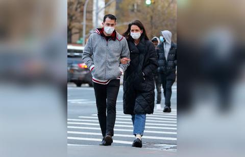 katie holmes spotted on date photos mystery man months after breakup emilio tom cruise suri