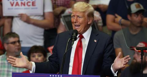 Former President Donald Trump speaking at a rally