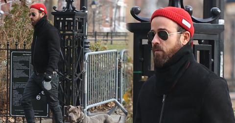 Justin Theroux Goes On Holiday Stroll With Dog A Year After Jennifer Aniston Split