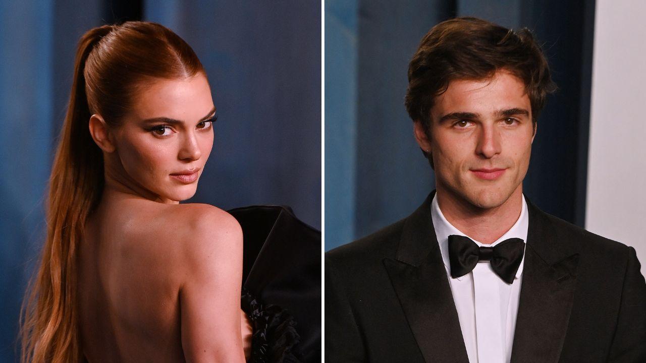 A photo of Kendall Jenner alongside a photo of Jacob Elordi