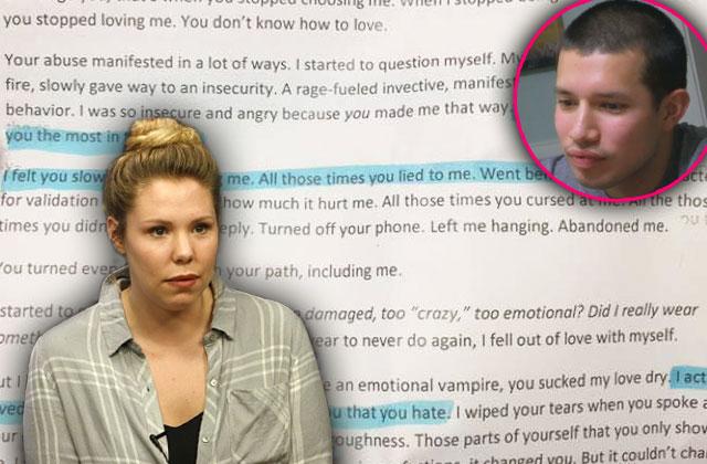 kailyn lowry letter javi marroquin divorce drama