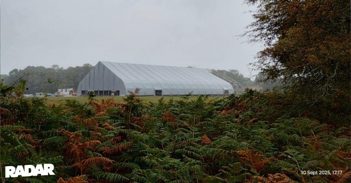 Scientology started putting up the large tent.