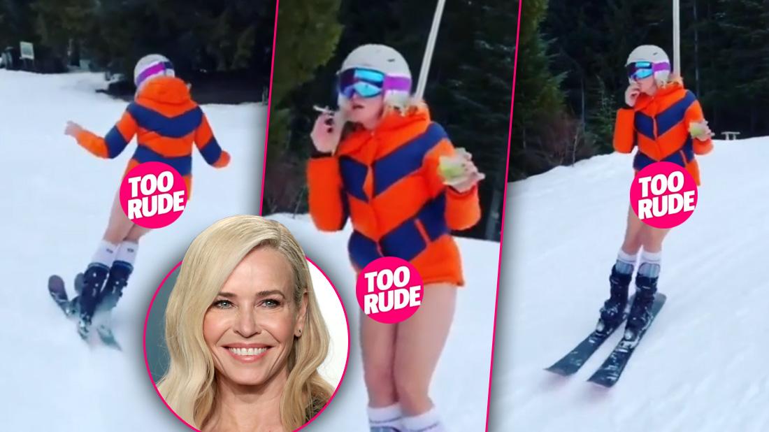 Chelsea Handler Skis Without Pants While Holding Margarita & Marijuana