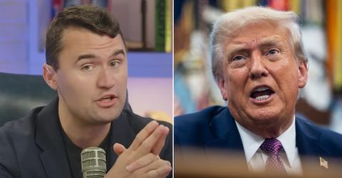 Split Photo of Donal Trump and Charlie Kirk