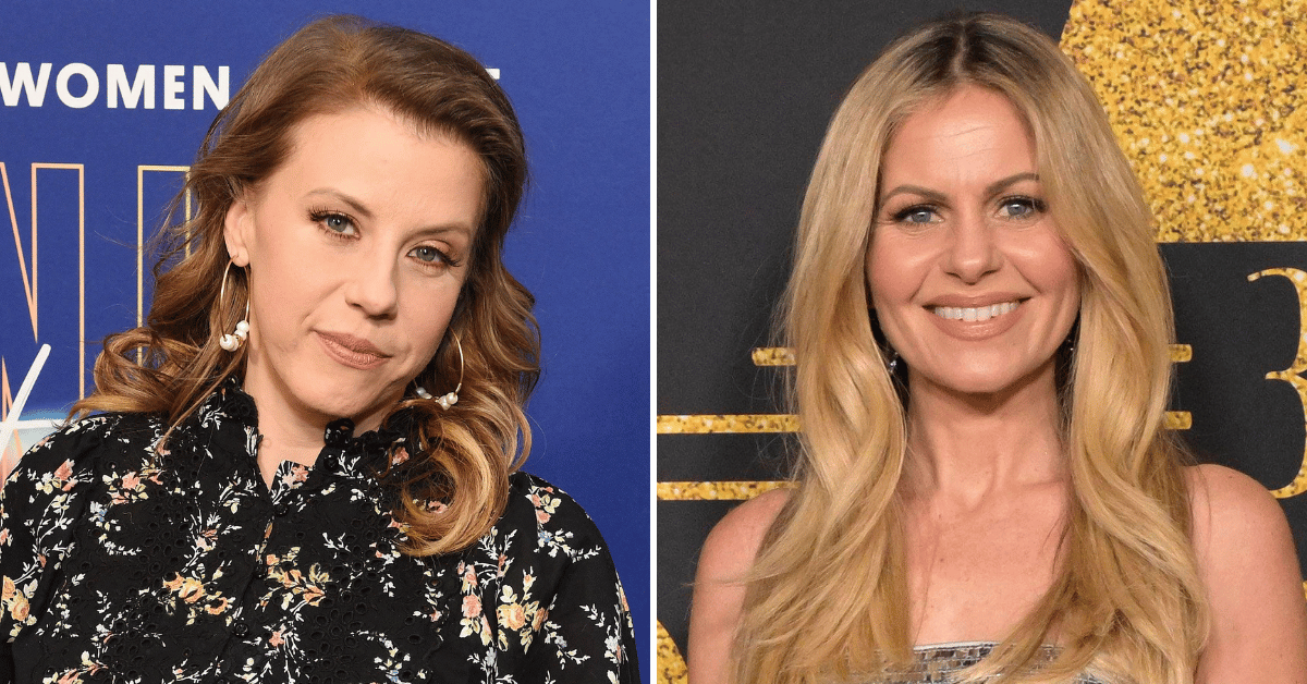 Split photo of Jodie Sweetin, Candace Cameron Bure