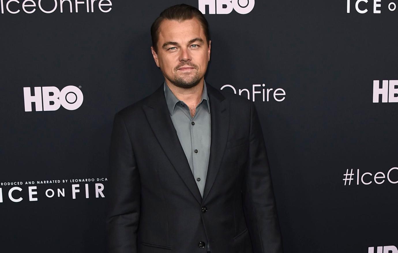 Leonardo DiCaprio in a suit at the HBO Ice On Fire Premiere