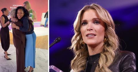 split image of Sheinelle Jones hugging Adrienne Bailon-Houghton's mom / Megyn Kelly