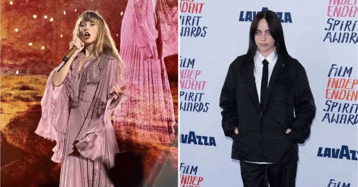 Split photo of Taylor Swift, Billie Eilish