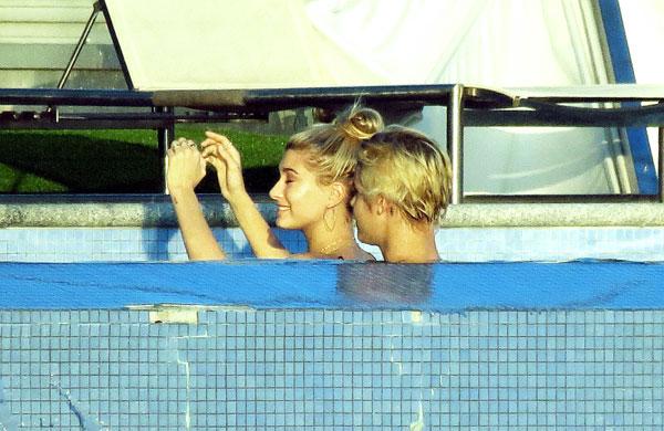 //justin bieber hailey baldwin swimming pool