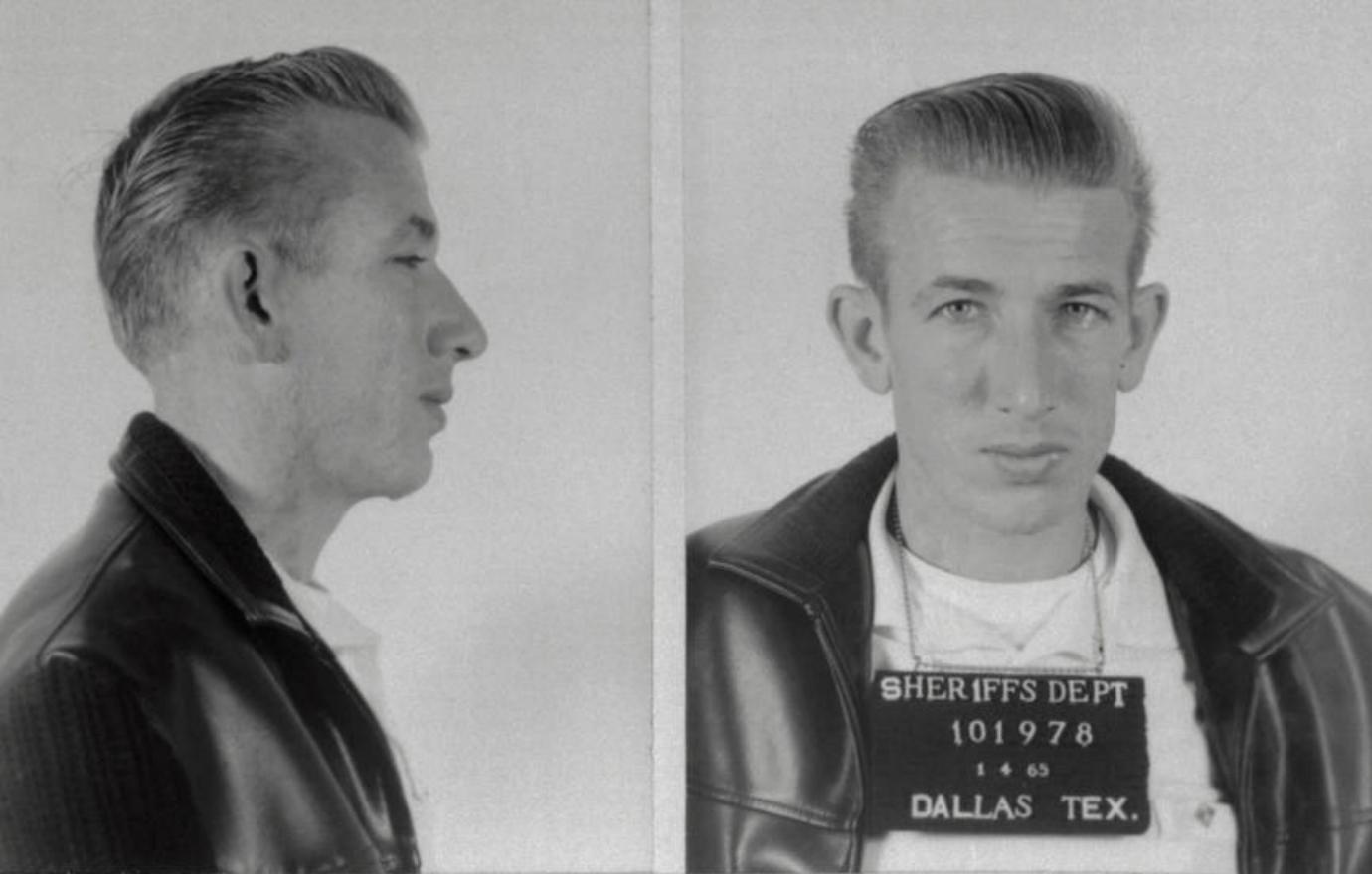 Killer Richard Speck looked into the camera for his mugshot, wearing a collared shirt, greased-back hair and a leather jacket.