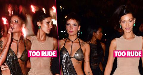 Bella Hadid Nipples Nude Dress