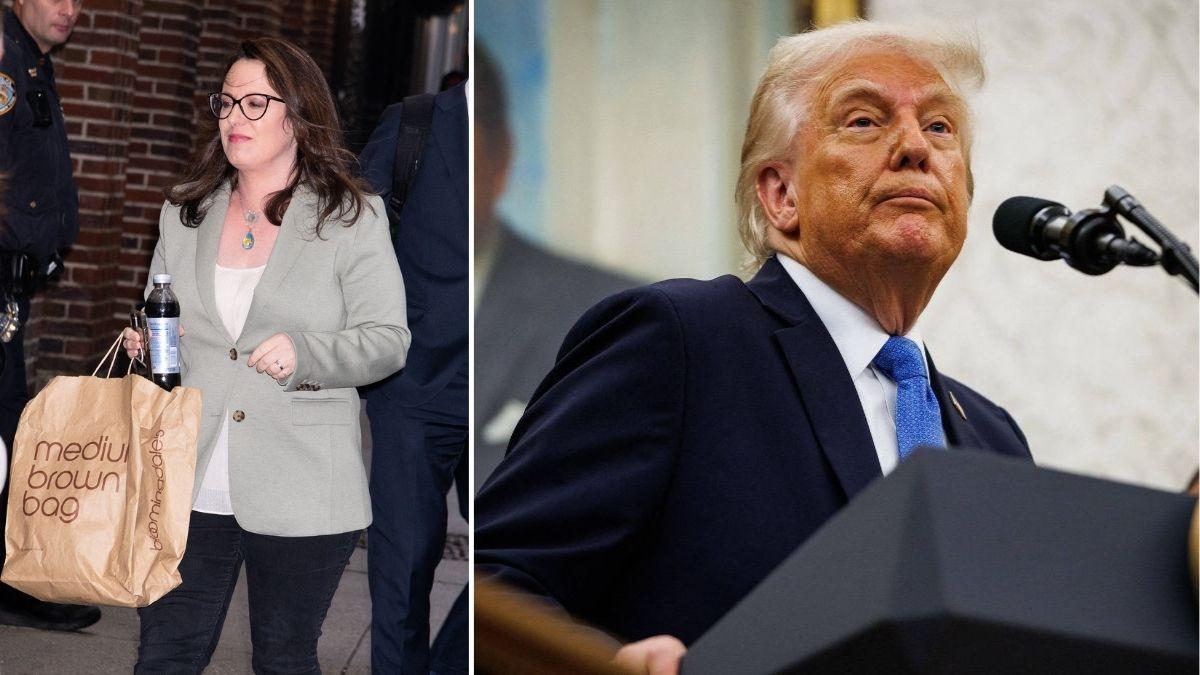 split image of Maggie Haberman and Donald Trump