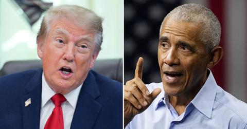 A photo of Donald Trump alongside a photo of Barack Obama