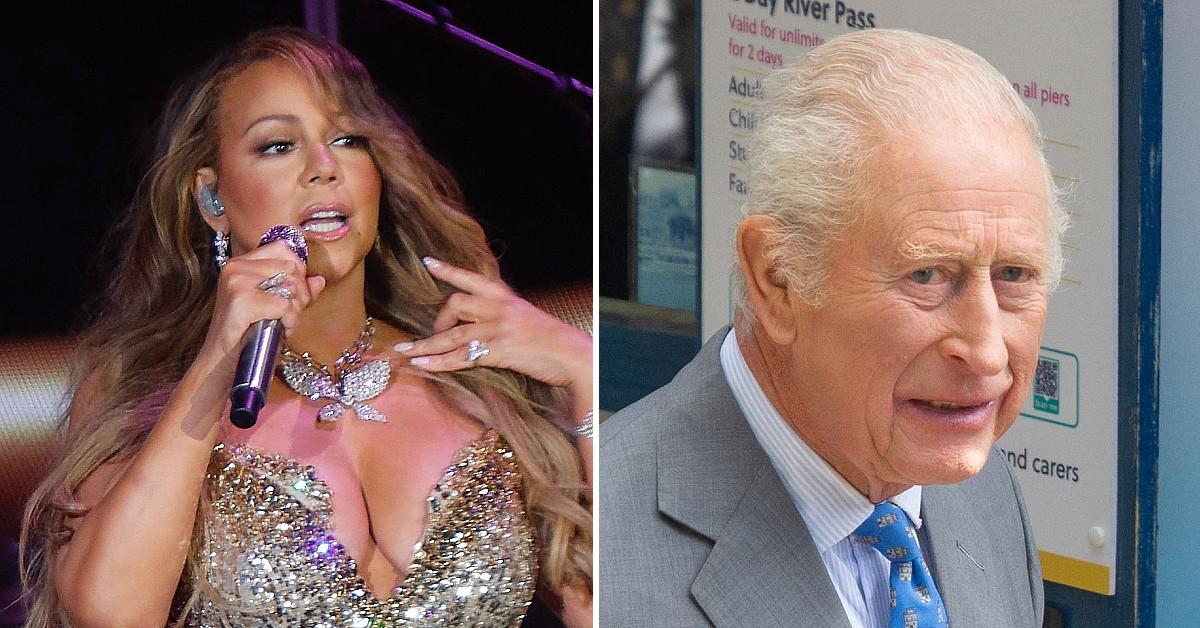 Split photo of Mariah Carey, King Charles