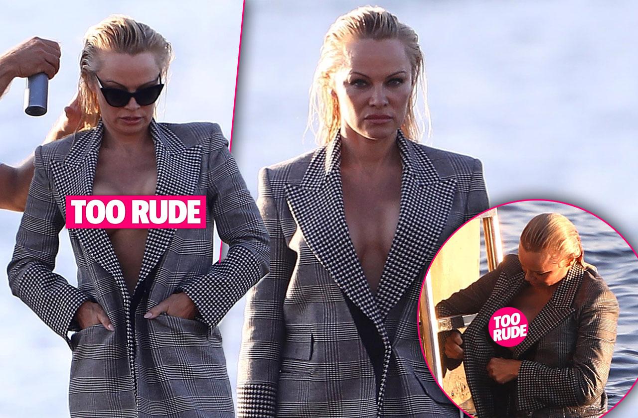 Pamela Anderson dangerously close to nip slip as she hits Cannes