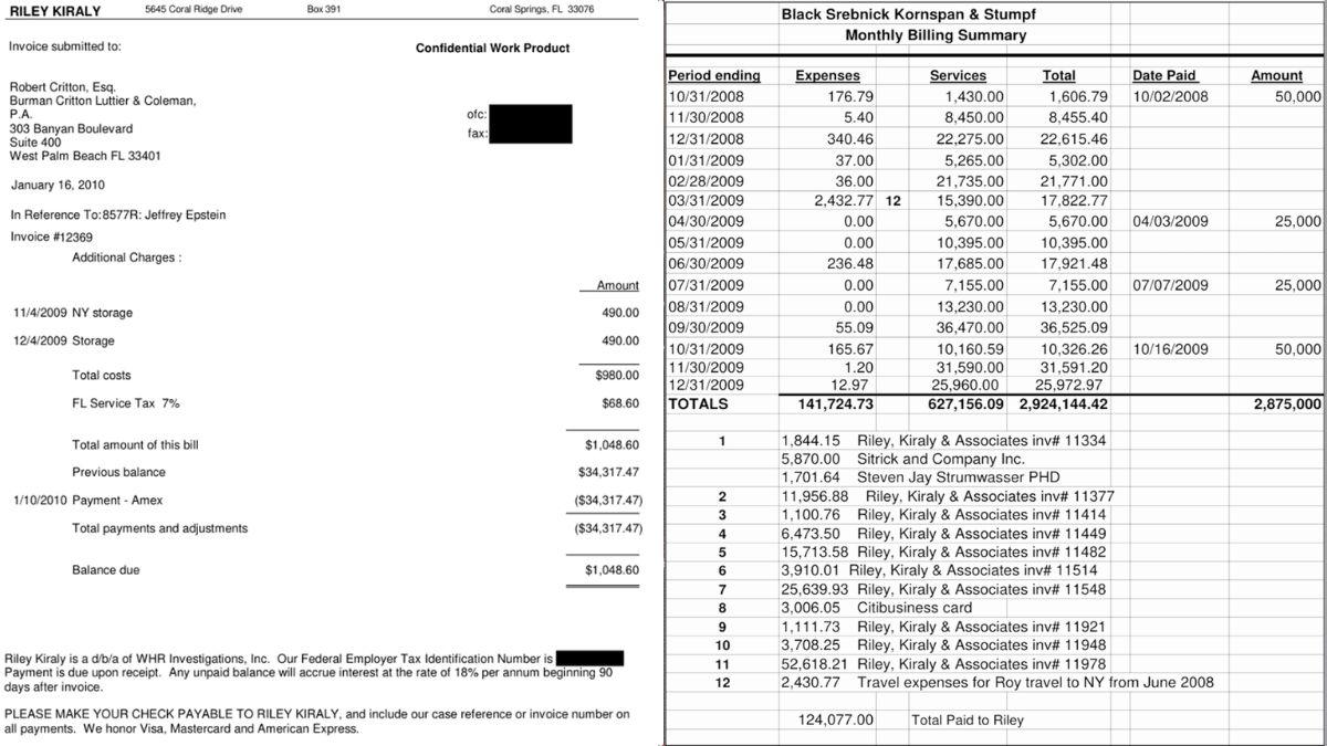 Photo of receipts from Riley Kiraly