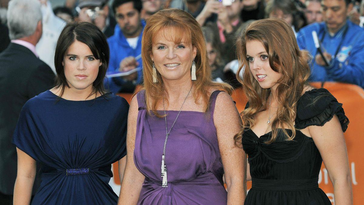 Photo of Sarah Ferguson, Princess Beatrice and Princess Eugenie