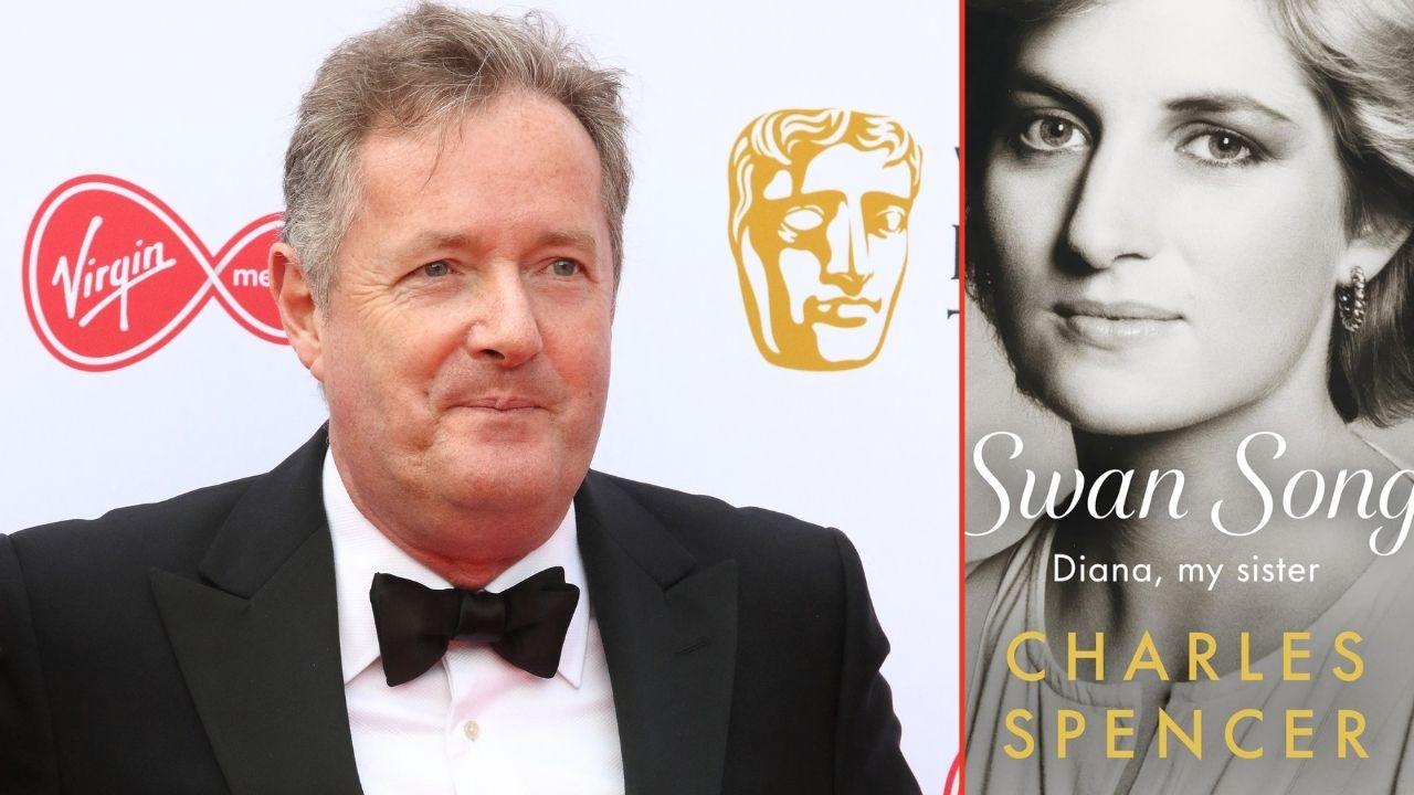 Split photo of Piers Morgan and 'Swan Song: Diana, My Sister '