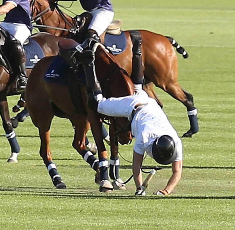 Prince Harry Falls Head-First Charity Polo Match