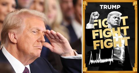 Split photo of Donald Trump, Trump's memecoin