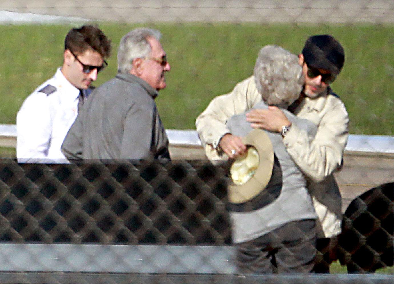 Brad Pitt hugging his parents in Missouri