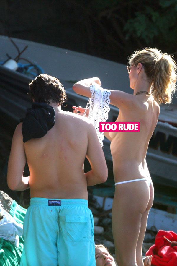 //Heidi Klum sunbathes topless thong boyfriend Vito Schnabel