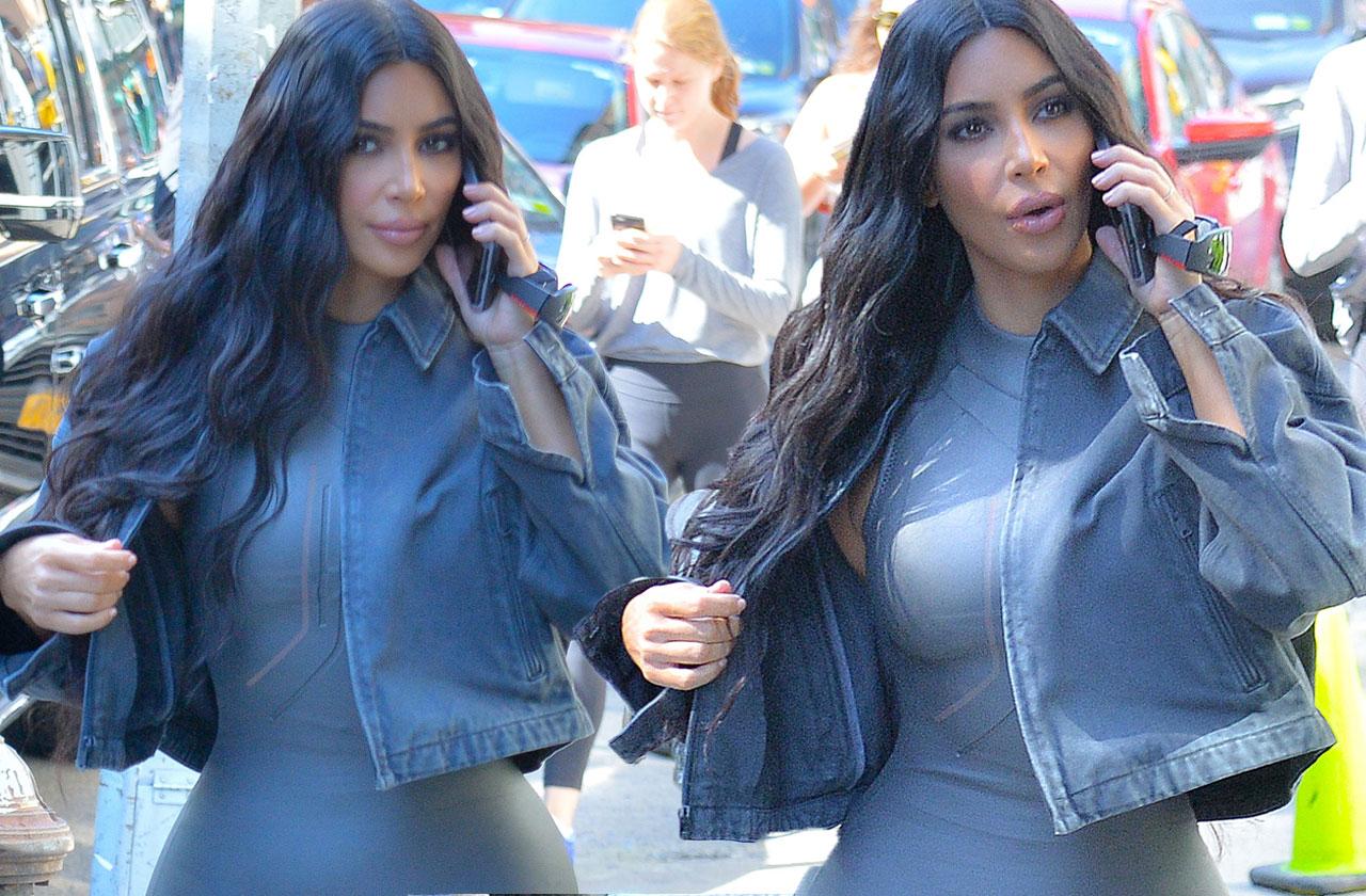 Kim Kardashian Silver Catsuit